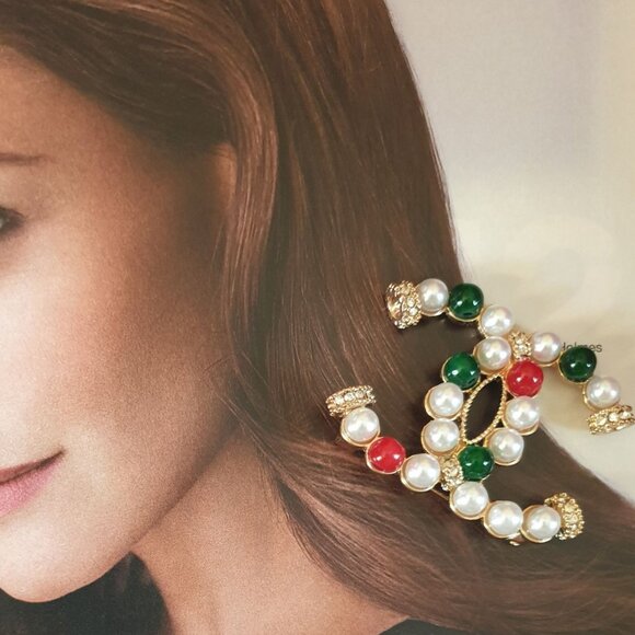 Metal Gold Faux Pearls Multi Color Beads Brooch Pin Fashion Women Jewelry Gift - Picture 4 of 6